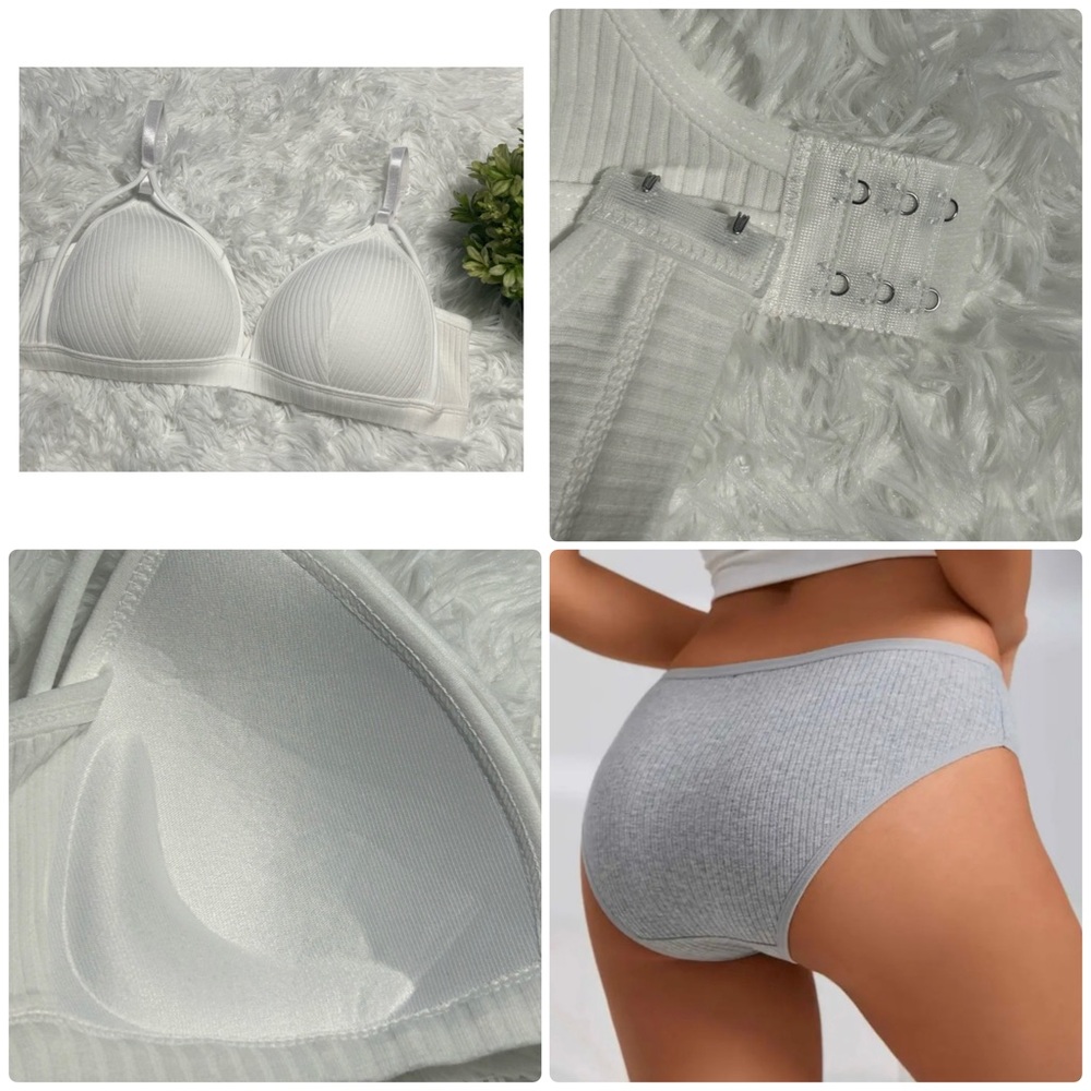 🔥FREE ring with purchase 
NEW WHITE Wireless Push Up Bra & Panties Set